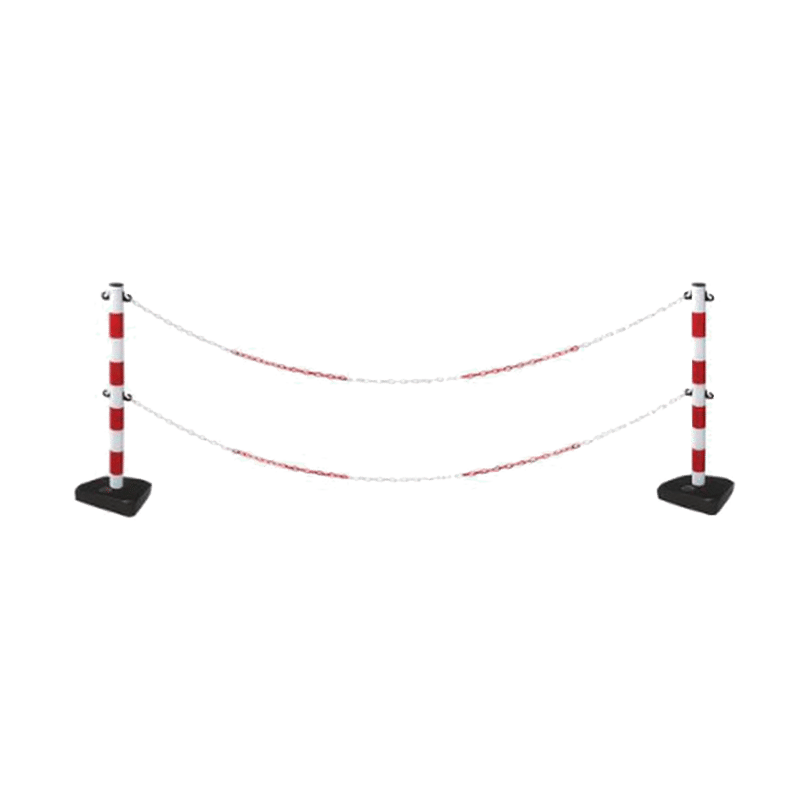 Poteaux incassable pour chaine rouge et blanche avec double accrochage