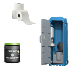 Toilette Chimique de Chantier Transportable et Autonome + pastille et papier