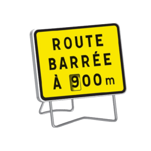 Panneau de signalisation type KC Route barrée indication temporaire avec Disques Métrage