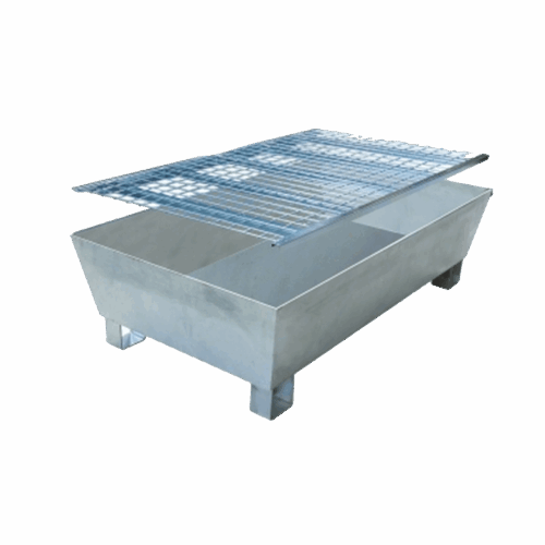 Bac de rétention 220L avec caillebotis 100% acier pour 2 fûts - format emboîtable compact