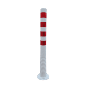 Poteau flexible blanc/rouge réfléchissant - H100 cm, à cheviller