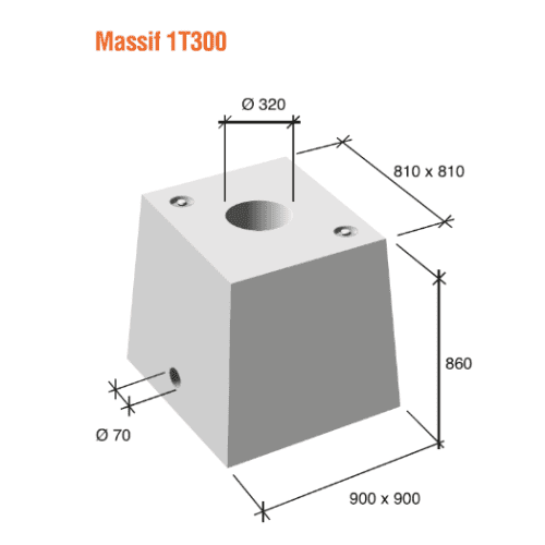 Massif Provisoire pour candélabre 1.3T - hors sol