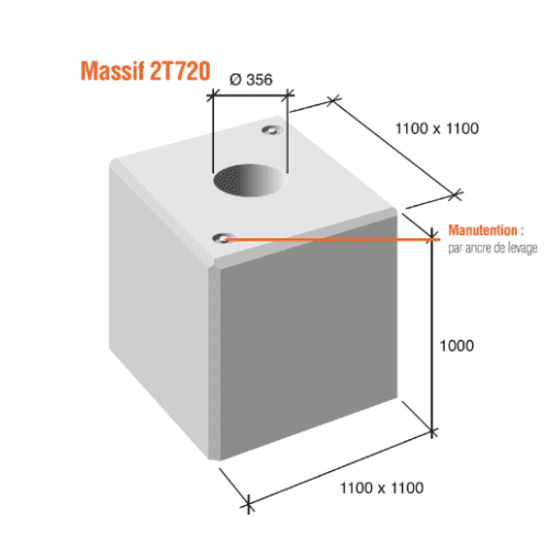 Massif Provisoire pour candélabre 2.72T - hors sol