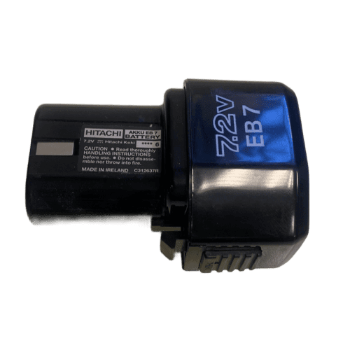 Batterie EB7 Hitachi 7,2V en technologie Ni-Cd, 1,5–2,0 Ah typiques, robuste et idéale pour prolonger la vie de vos outils 7,2V d’origine.