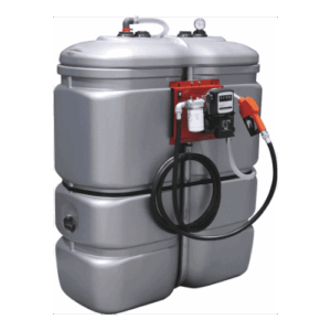 Cuve de stockage gasoil PEHD 1000L - double paroi avec kit station à gasoil 230V 60 l/min et pistolet automatique/compteur/filtre